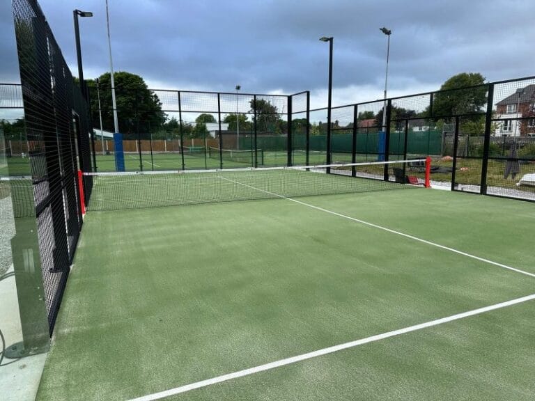 Formby Village Padel Club – outdoor empty padel court at a local sports venue in Merseyside