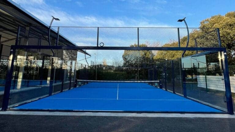 Outdoor padel courts at Padel4all Garon Park, showcasing the club’s bright and spacious facilities designed for community and competitive play in Bristol.