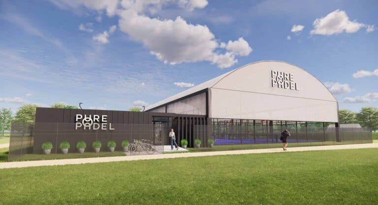 Pure Padel Moor Solihull – CGI of premium padel courts set in a modern sports facility environment