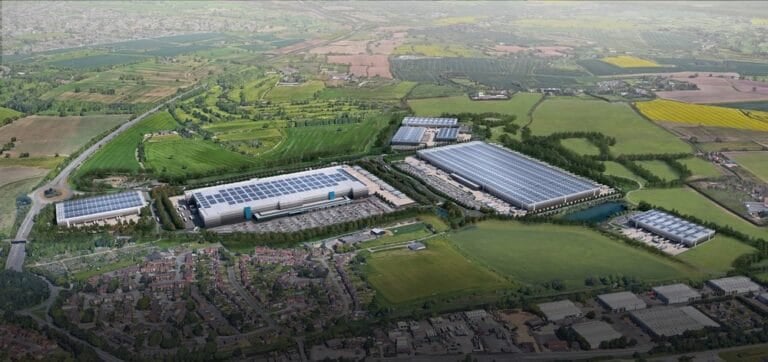 Aerial view of The Padel Club Sutton Coldfield with surrounding urban landscape and numerous buildings, showcasing the club’s location within the heart of Sutton Coldfield, West Midlands.