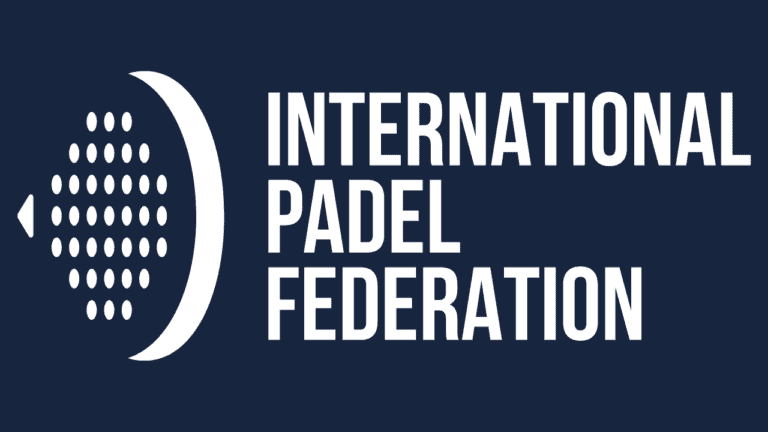 FIP official logo for the International Padel Federation featuring global padel imagery and modern sports branding