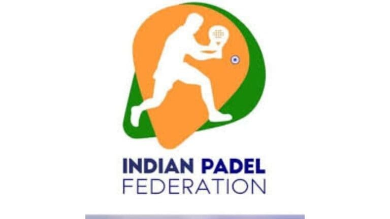 Padel Federation of India official logo featuring national colours and padel racket design