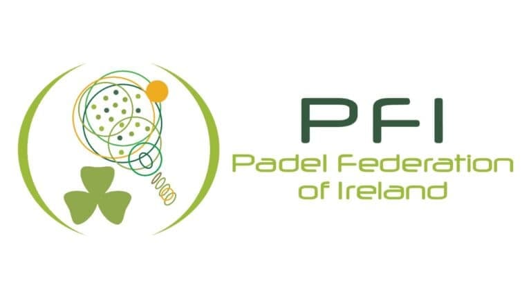 Padel Federation of Ireland official logo featuring padel and ball design