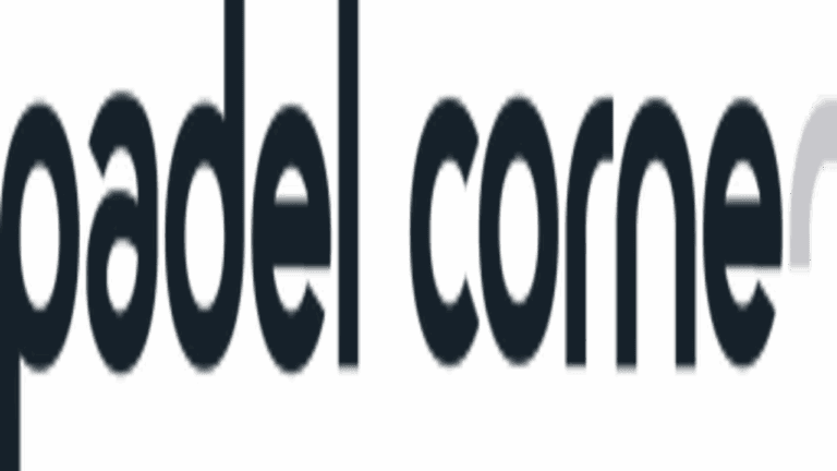 Padel Corner official logo featuring padel racket and court design elements with bold, modern sports branding
