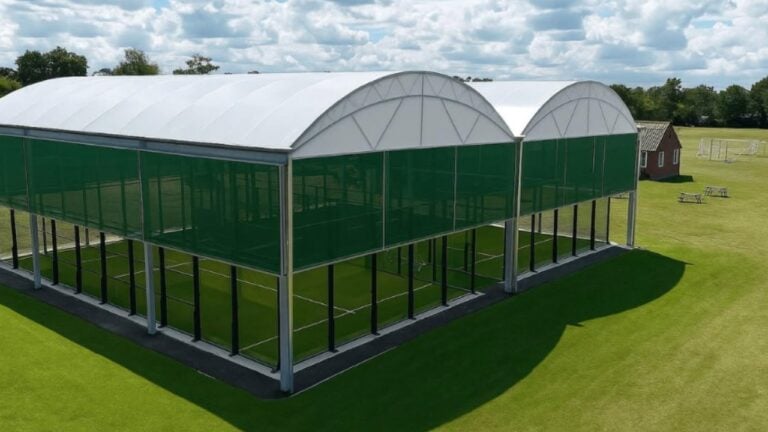 Holt Padel’s two undercover outdoor courts with all-weather roofing, ideal for year-round padel tennis in Norfolk.
