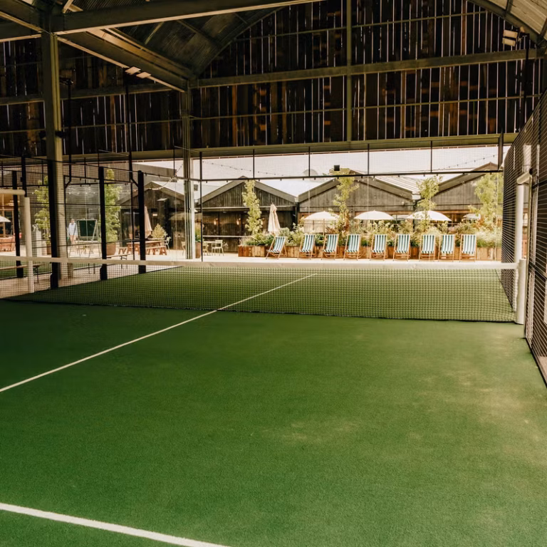 Soho House Farmhouse – undercover padel court at a luxury countryside members' club in Oxfordshire