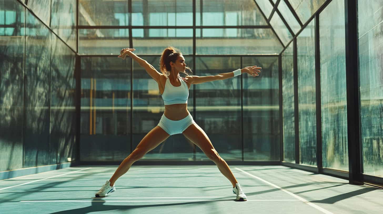 Woman stretching to improve mobility for Padel